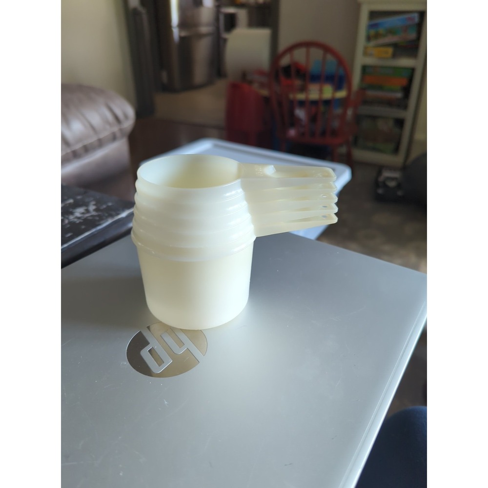 Vintage Tupperware Sheer White Nesting Measuring Cups Set of 5 Cups